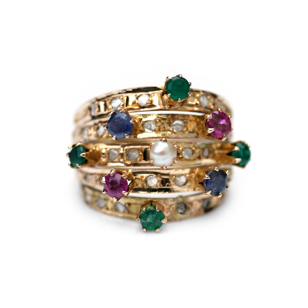 Carnival Gemset Cocktail Ring c.1960s