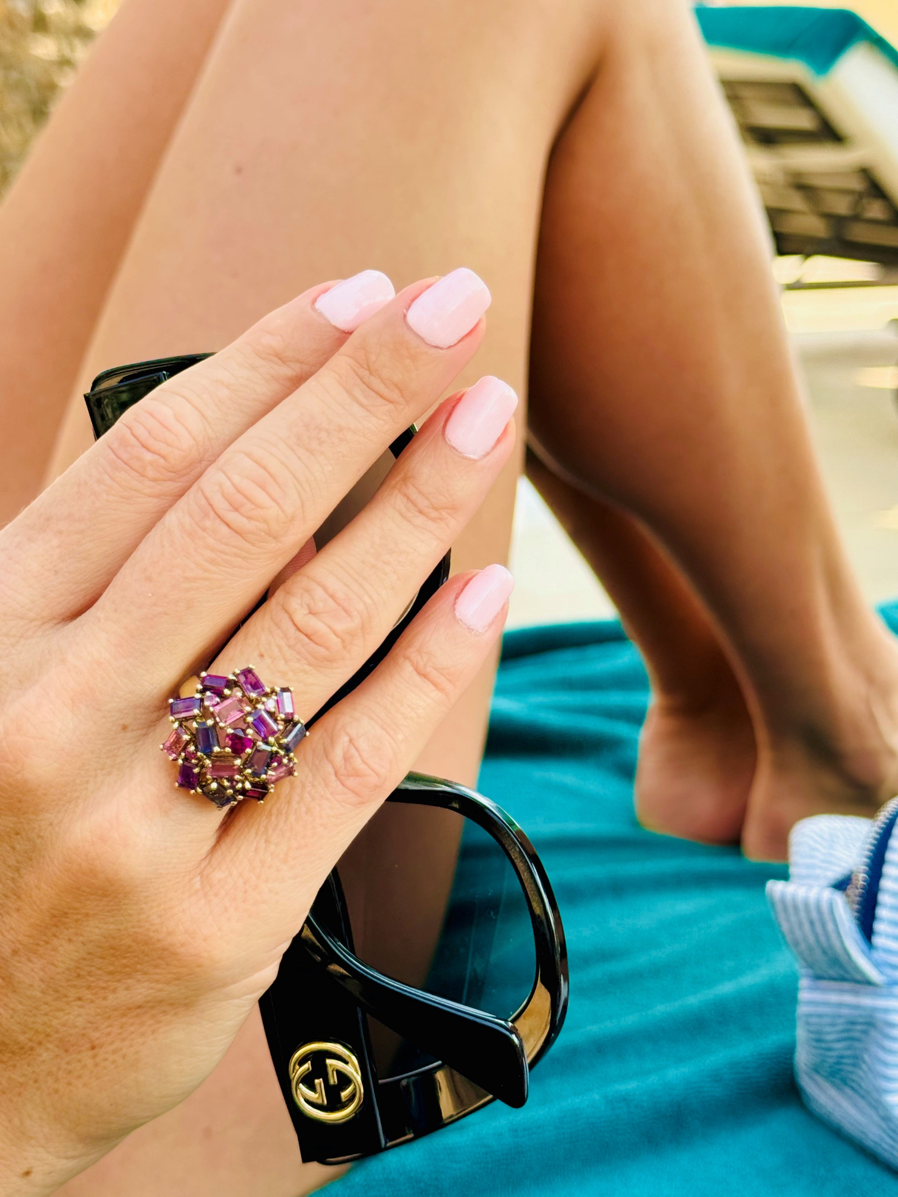 Enormous Amethyst, Iolite, Tourmaline Cocktail Ring