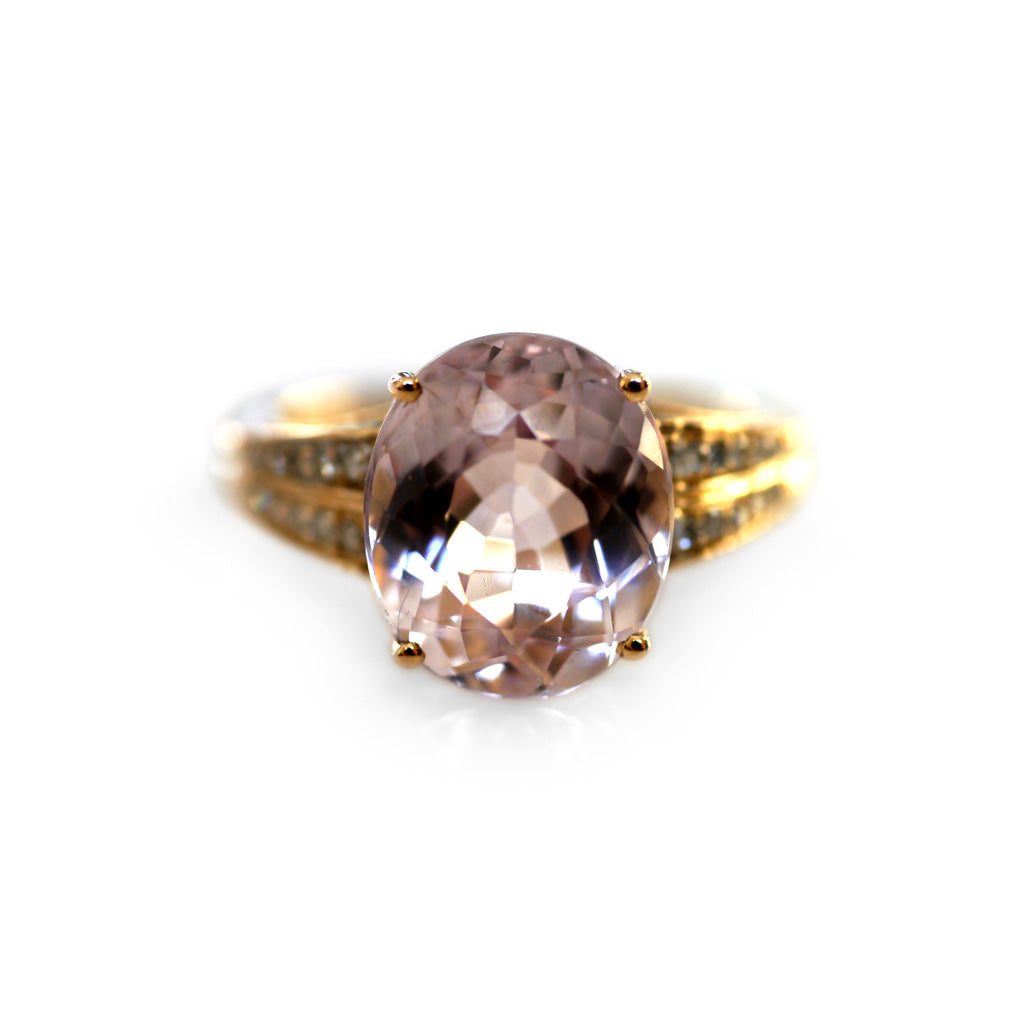 Kunzite and Diamond Statement Ring