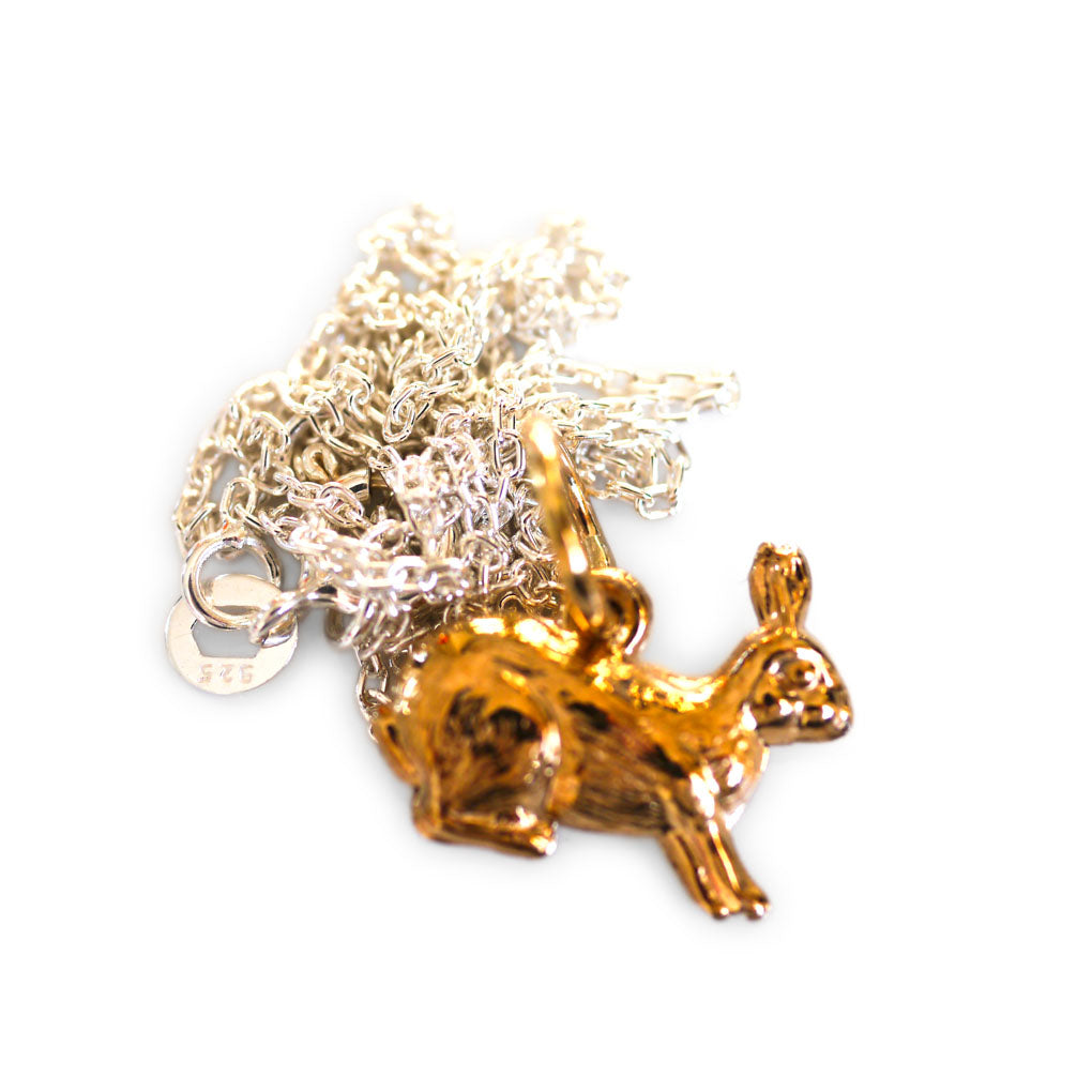 Mixed Metals: Alert Bunny & Silver Necklace