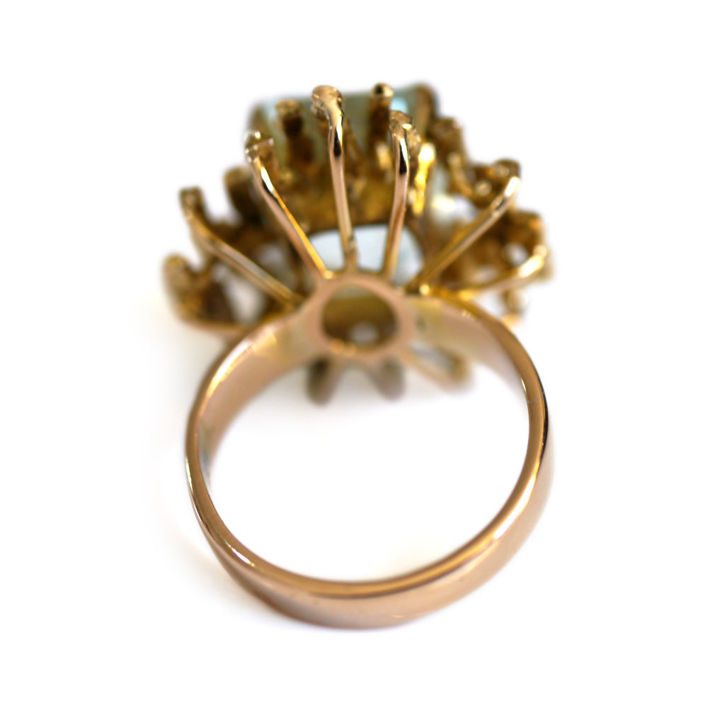 Aquamarine Modernist Grima-esque Cocktail Ring c.1970s