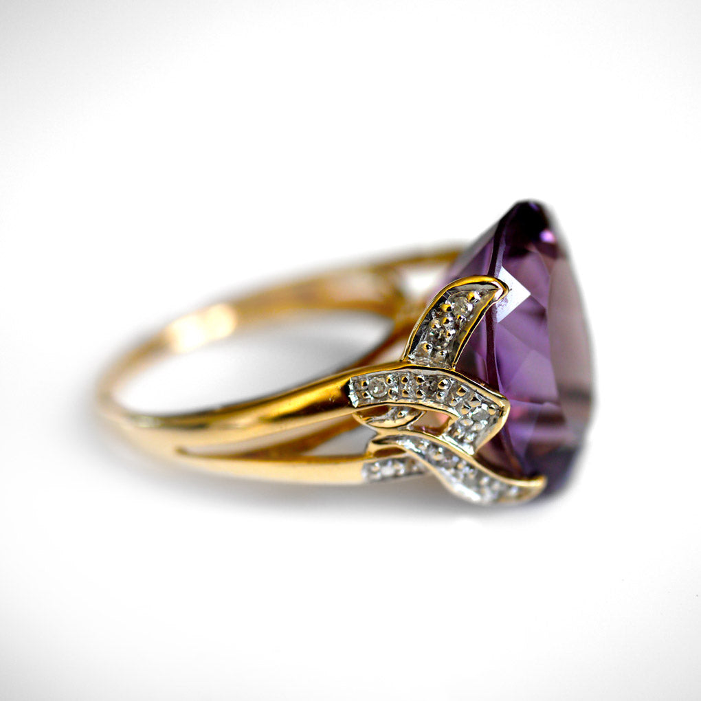 Enormous Amethyst and Diamond Cocktail Ring