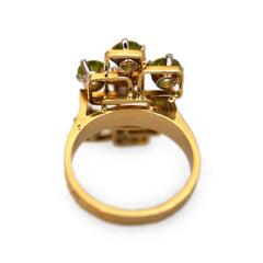 Peridot & White Sapphire Modernist Cocktail Ring c.1970s