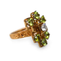 Peridot & White Sapphire Modernist Cocktail Ring c.1970s