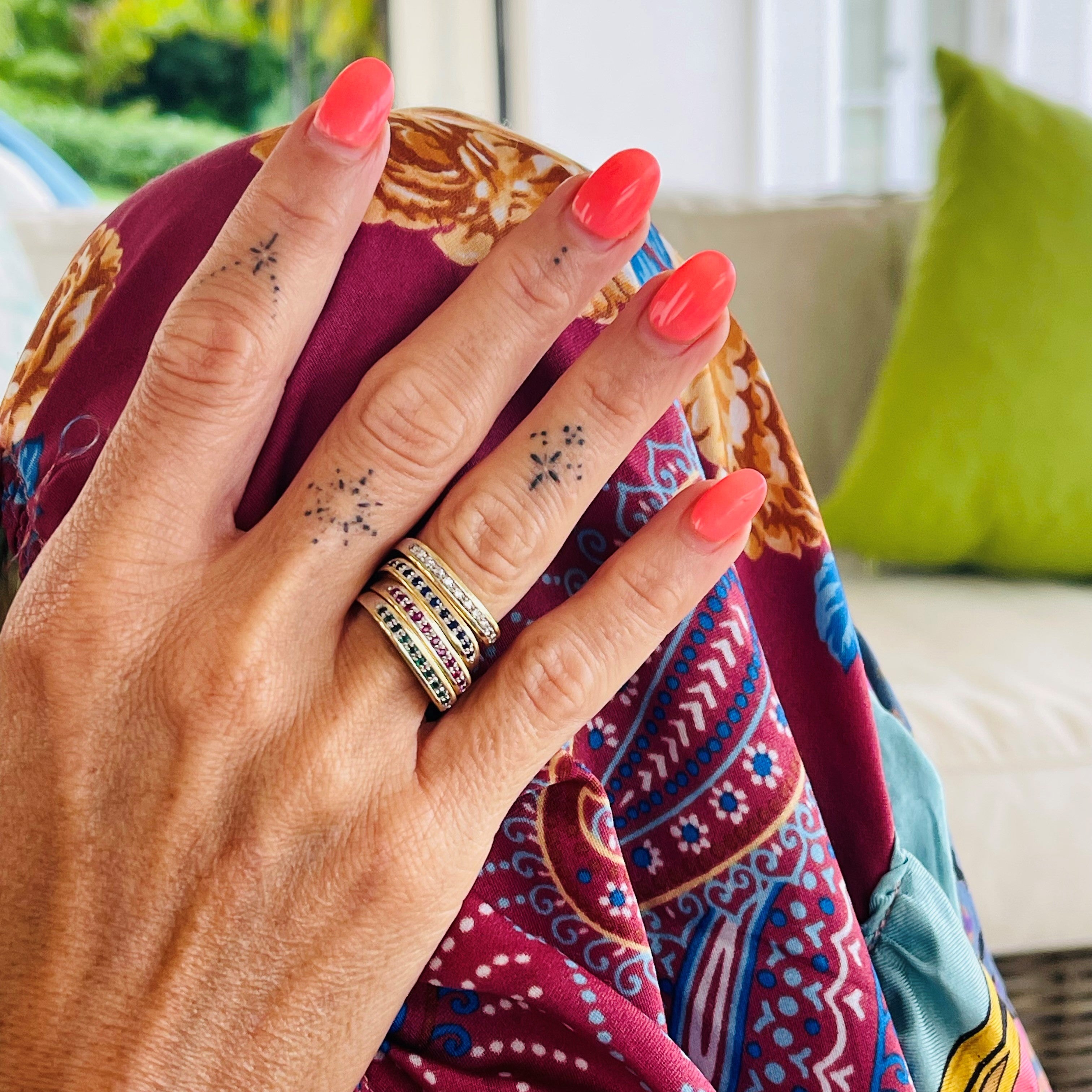 Quatre Quartet Diamond, Emerald, Ruby& Sapphire Stacking Rings