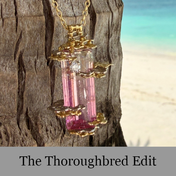 Modernist Barked Diamond and Pink Tourmaline Cocktail Necklace 1982