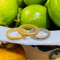 The Tubogas Trio Tri-Gold Stacking Rings