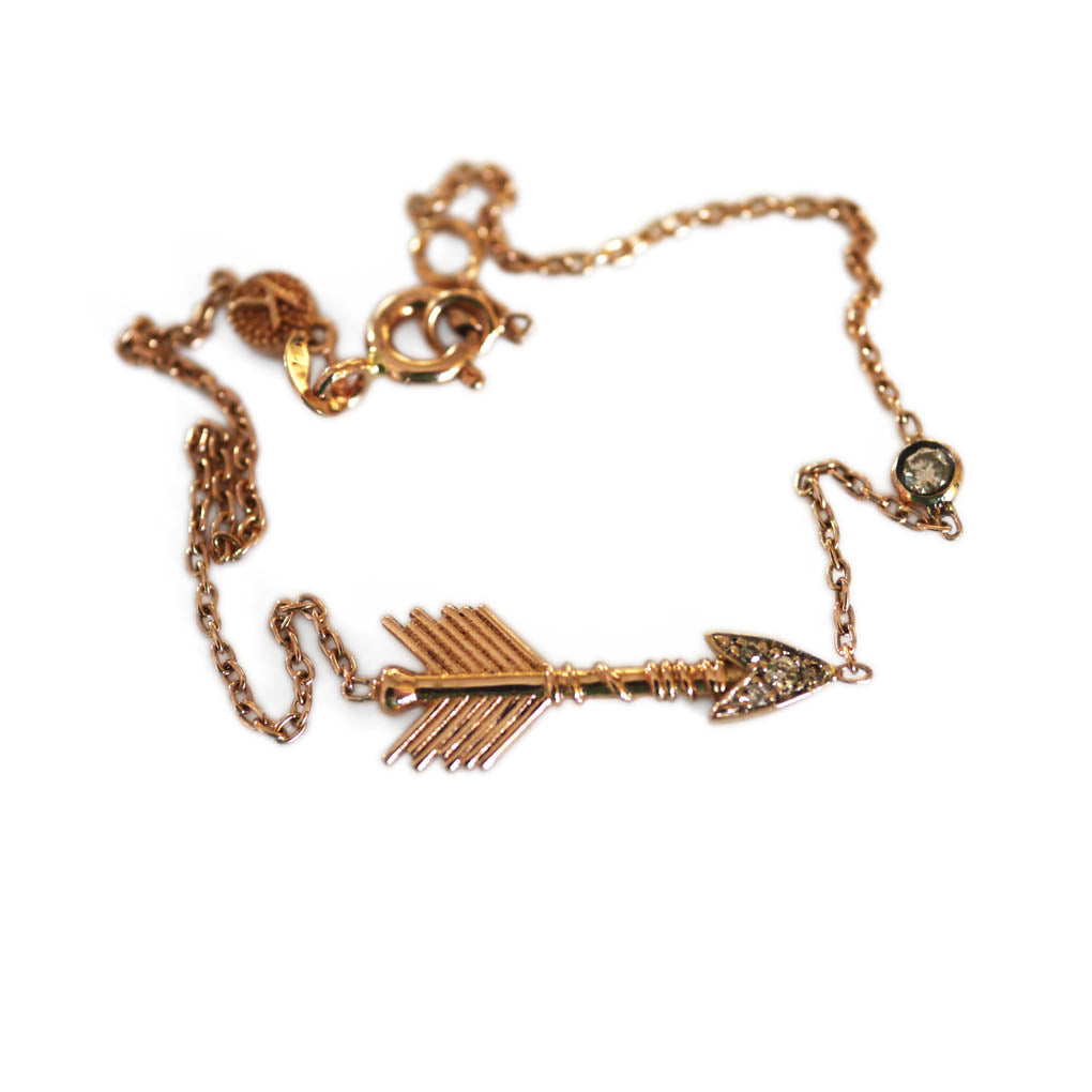 Diamond Solitaire & Rose Gold Arrow Bracelet