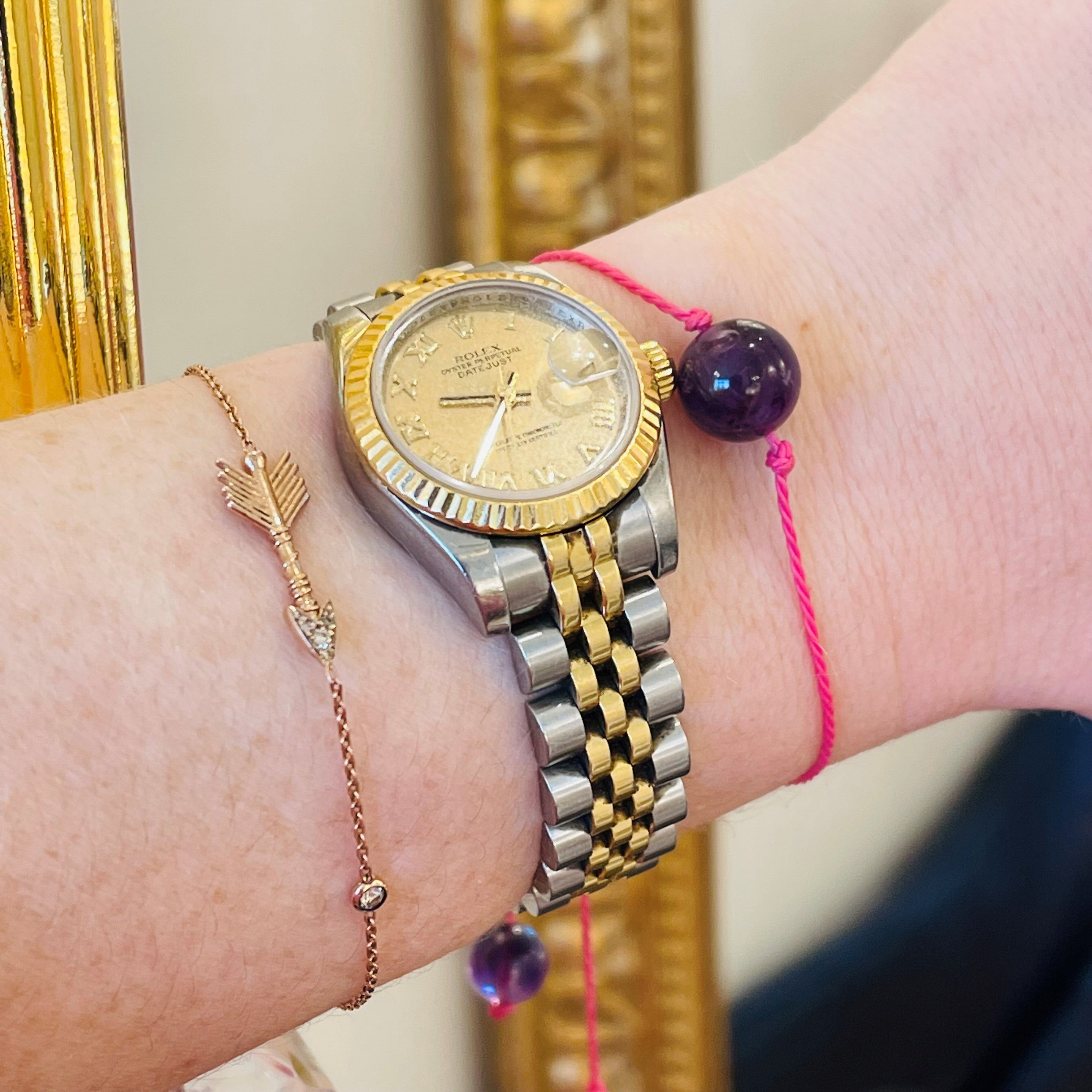 Diamond Solitaire & Rose Gold Arrow Bracelet