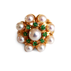 Emerald and Pearl Cocktail Ring