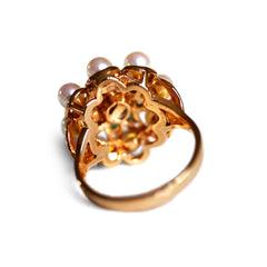 Emerald and Pearl Cocktail Ring