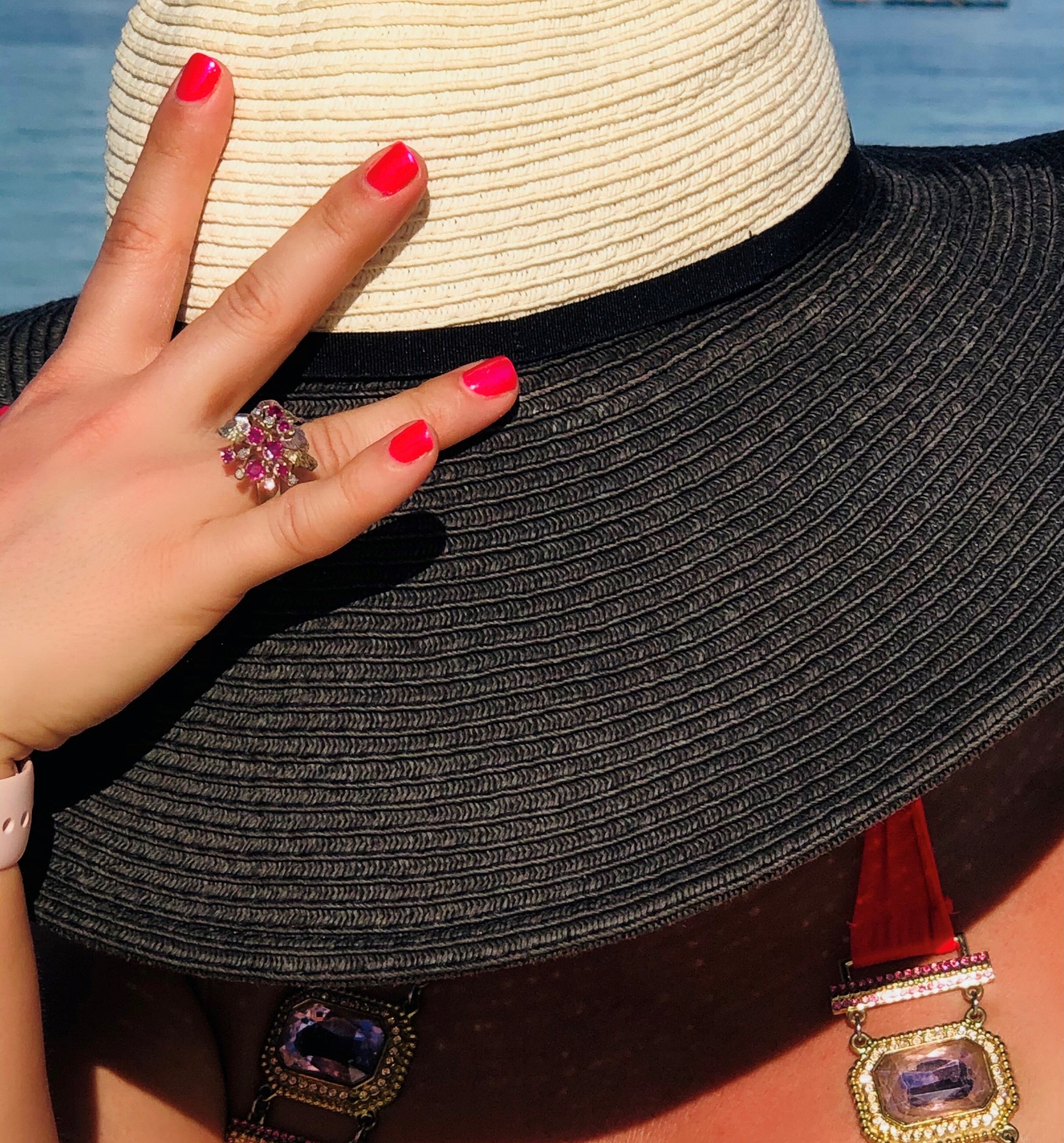 Ruby & Diamond Flower Cocktail Ring