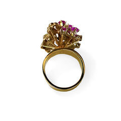 Ruby & Diamond Flower Cocktail Ring