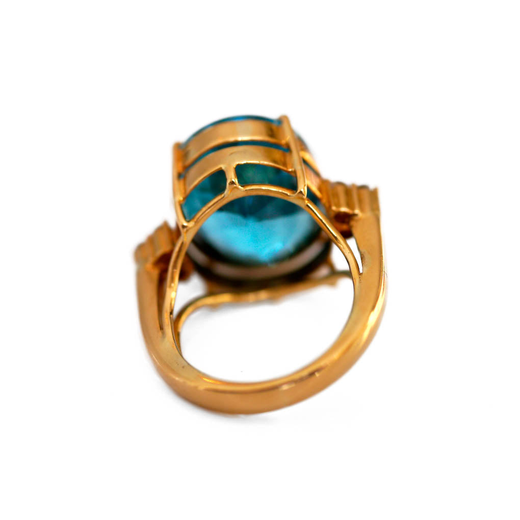Vintage Blue Topaz & Diamond Cocktail Ring