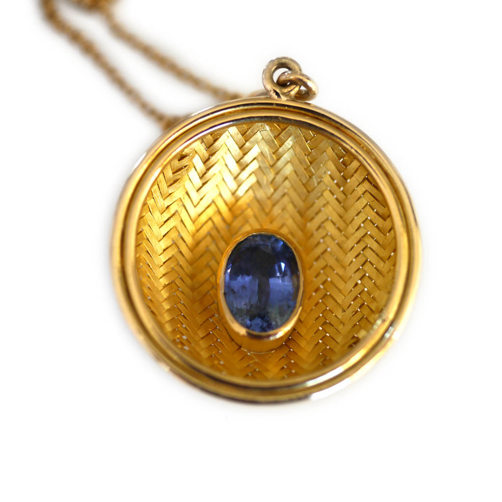 Ceylon Blue Sapphire Gold Weave Necklace
