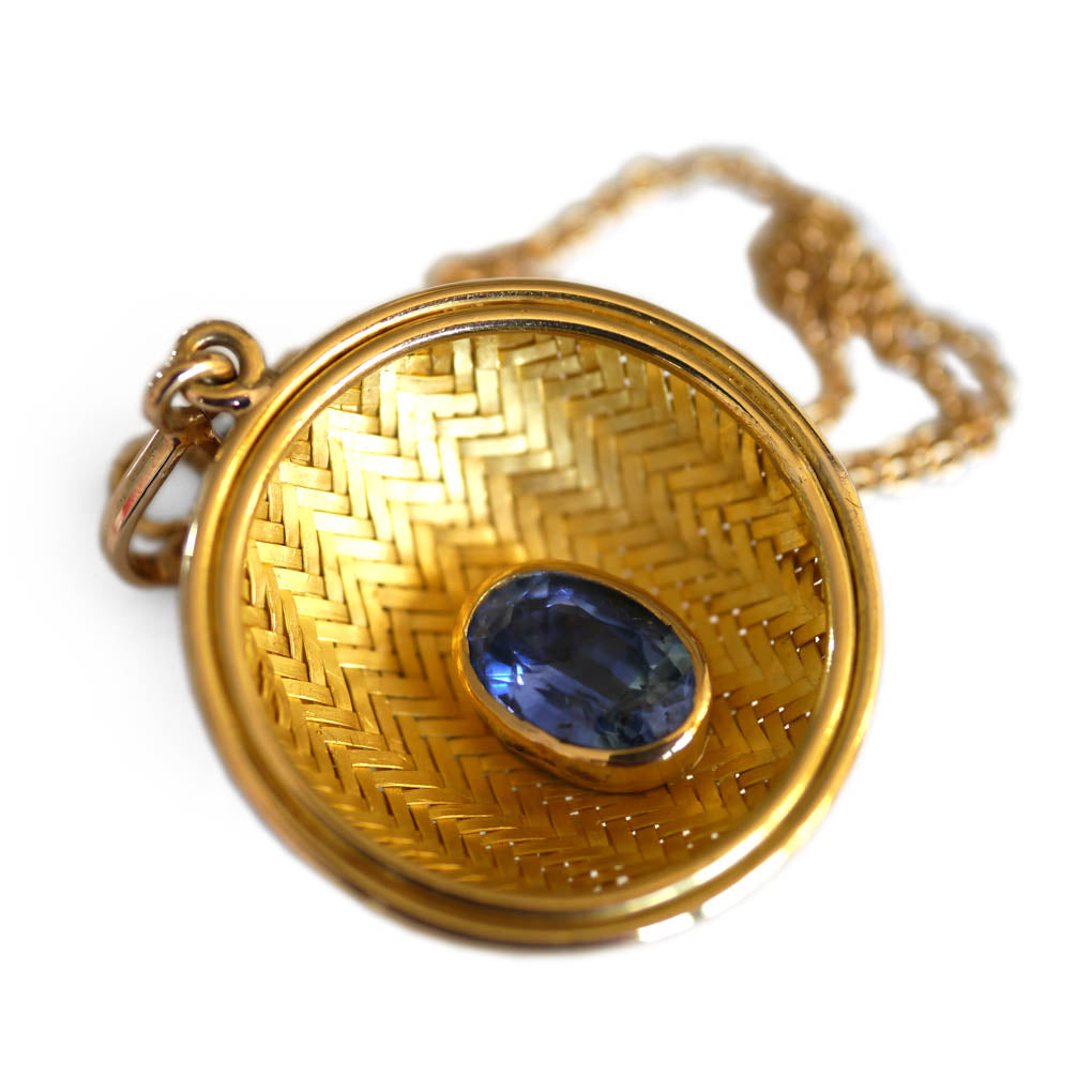 Ceylon Blue Sapphire Gold Weave Necklace