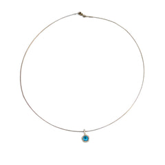 Dazzling Diamond & Blue Topaz Solitaire White Gold Necklace