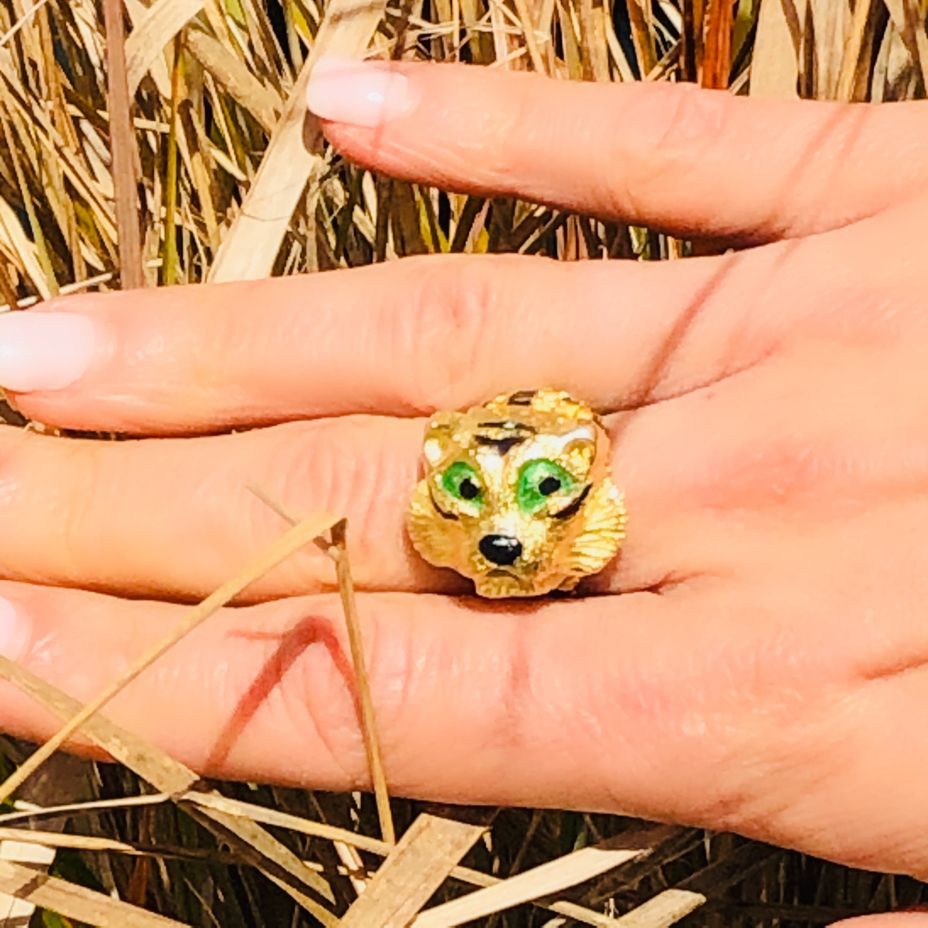 Enamel Eyed Tiger Cocktail Ring