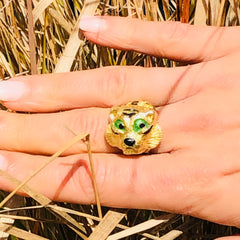 Enamel Eyed Tiger Cocktail Ring