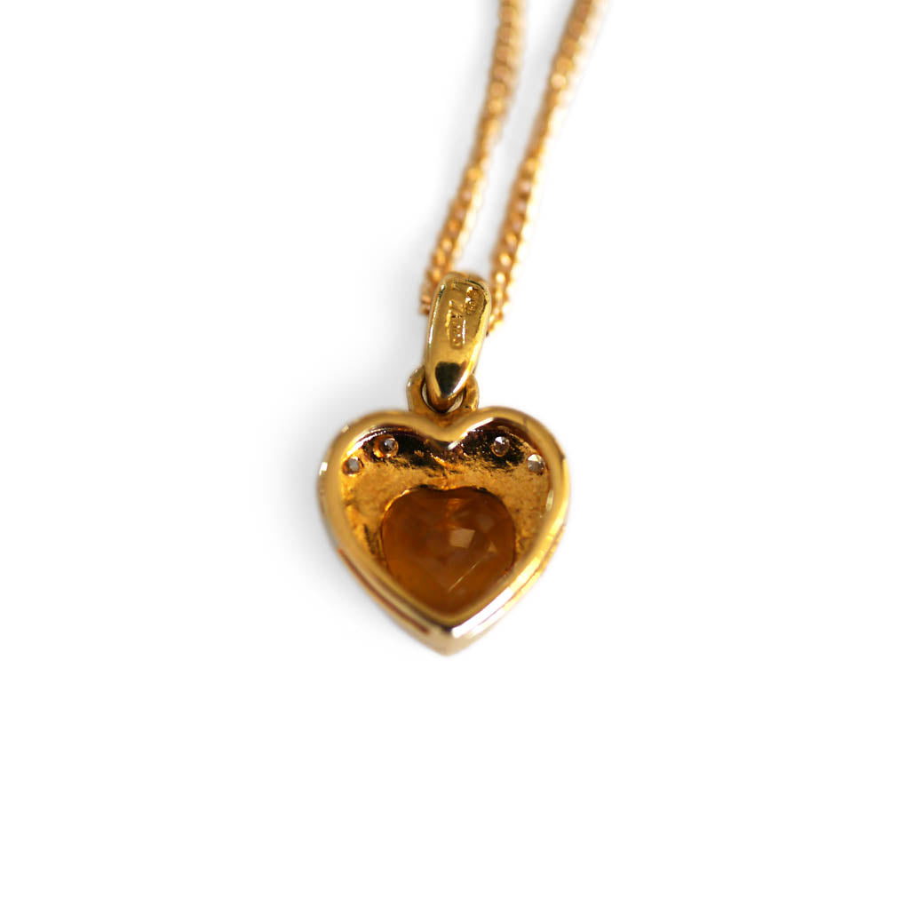 Citrine & Diamond Teeny Tiny Heart Necklace