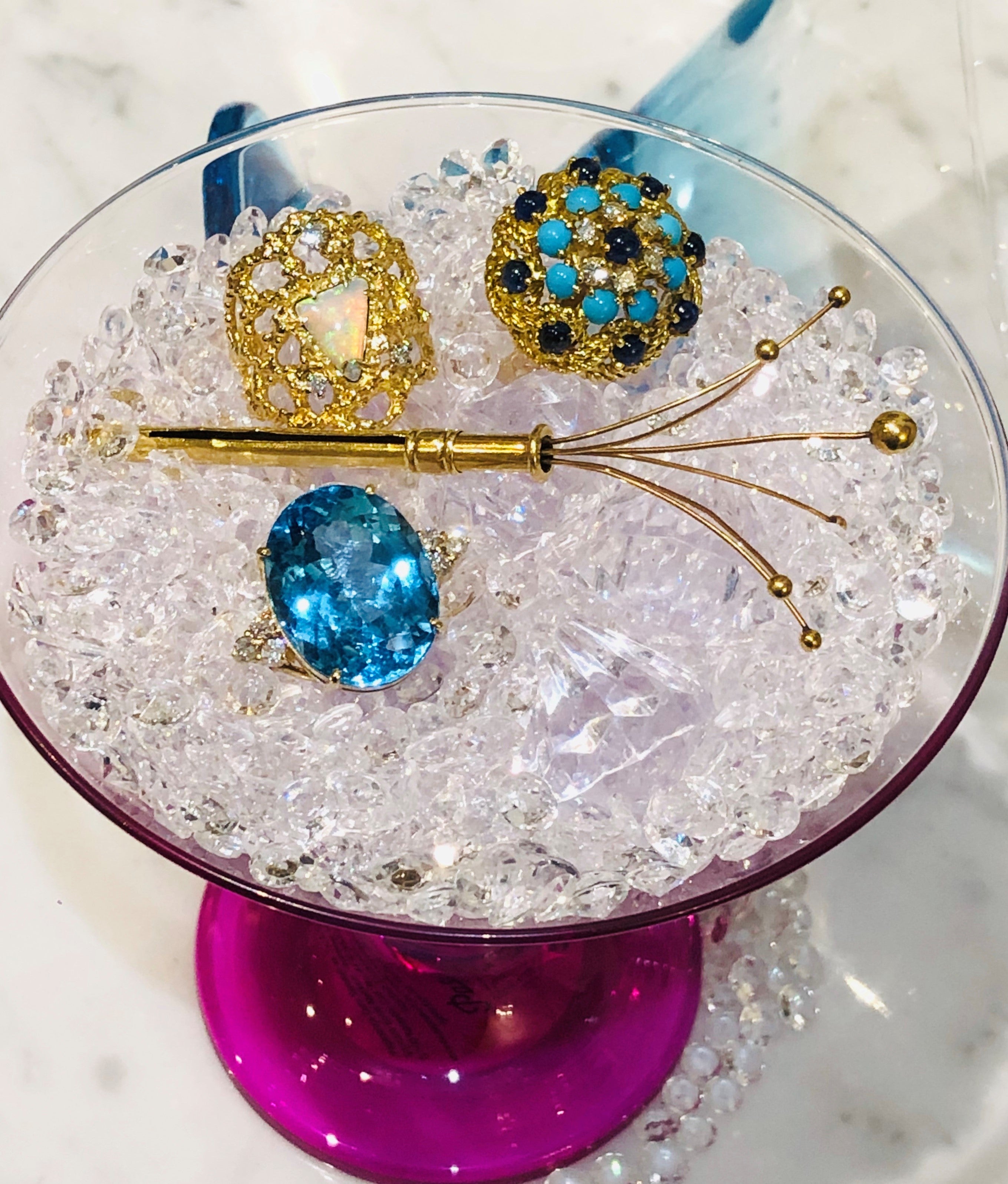 Articulated Swizzle Stick Cocktail Gold Pendant c.1970s