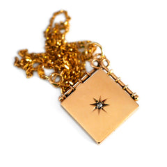 Dazzling Diamond Square Locket Necklace c.1940’s