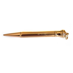 Vintage Gold Retractable Pencil Pendant photographed on a white background