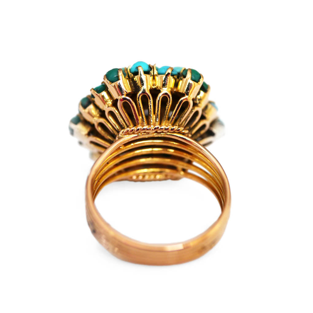 Confection of Turquoise Bombe Cocktail Ring 1960s