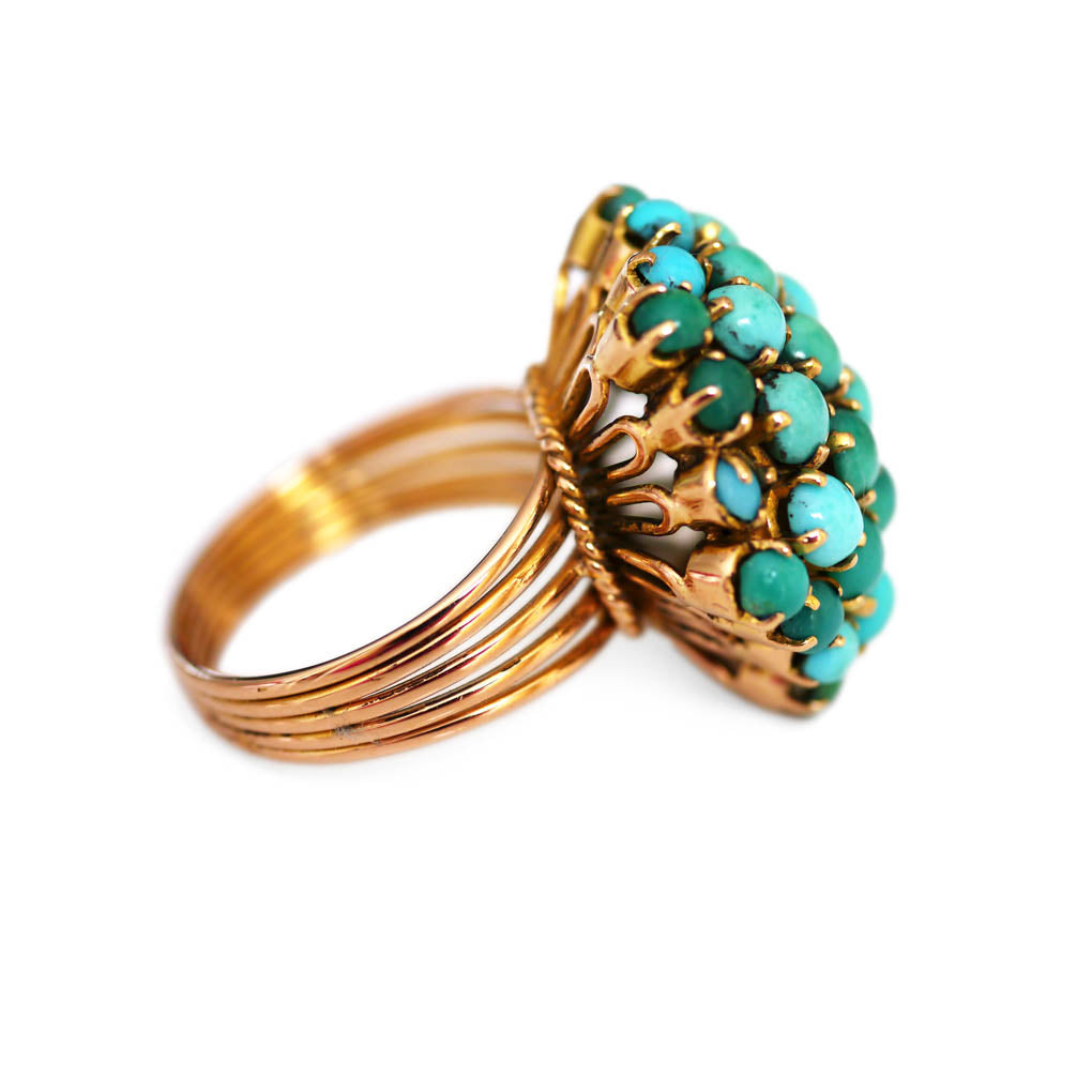 Confection of Turquoise Bombe Cocktail Ring 1960s