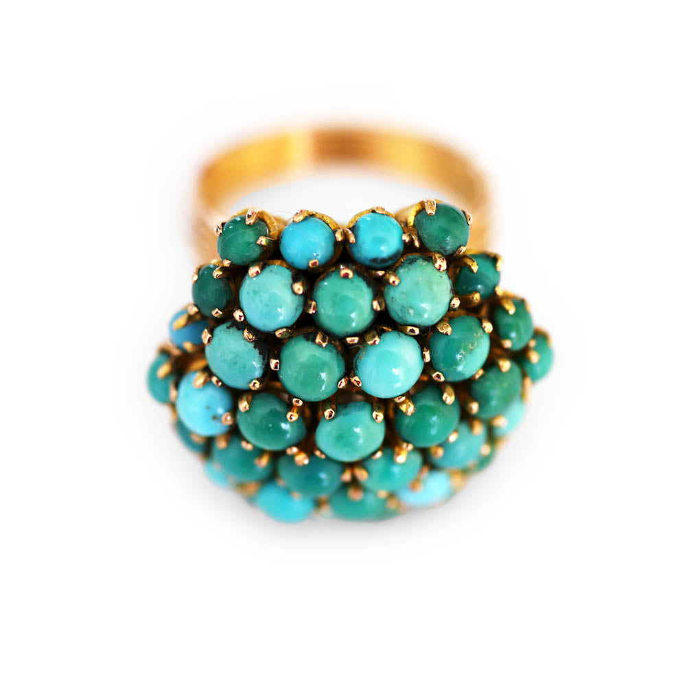 Confection of Turquoise Bombe Cocktail Ring 1960s