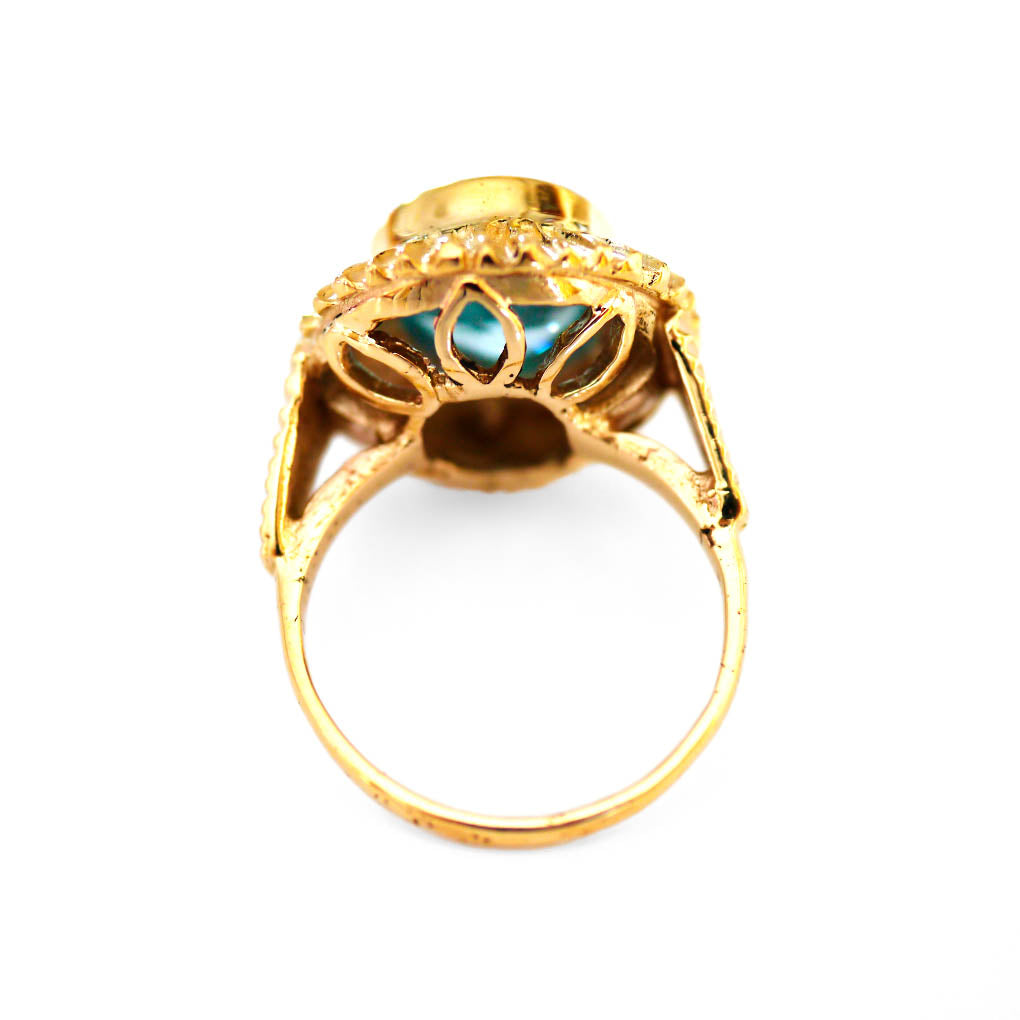 Blue Topaz Sunburst Cocktail Ring 1960s