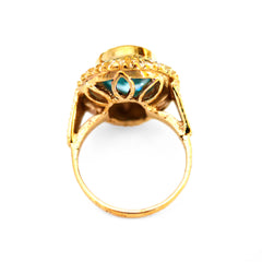 Blue Topaz Sunburst Cocktail Ring 1960s