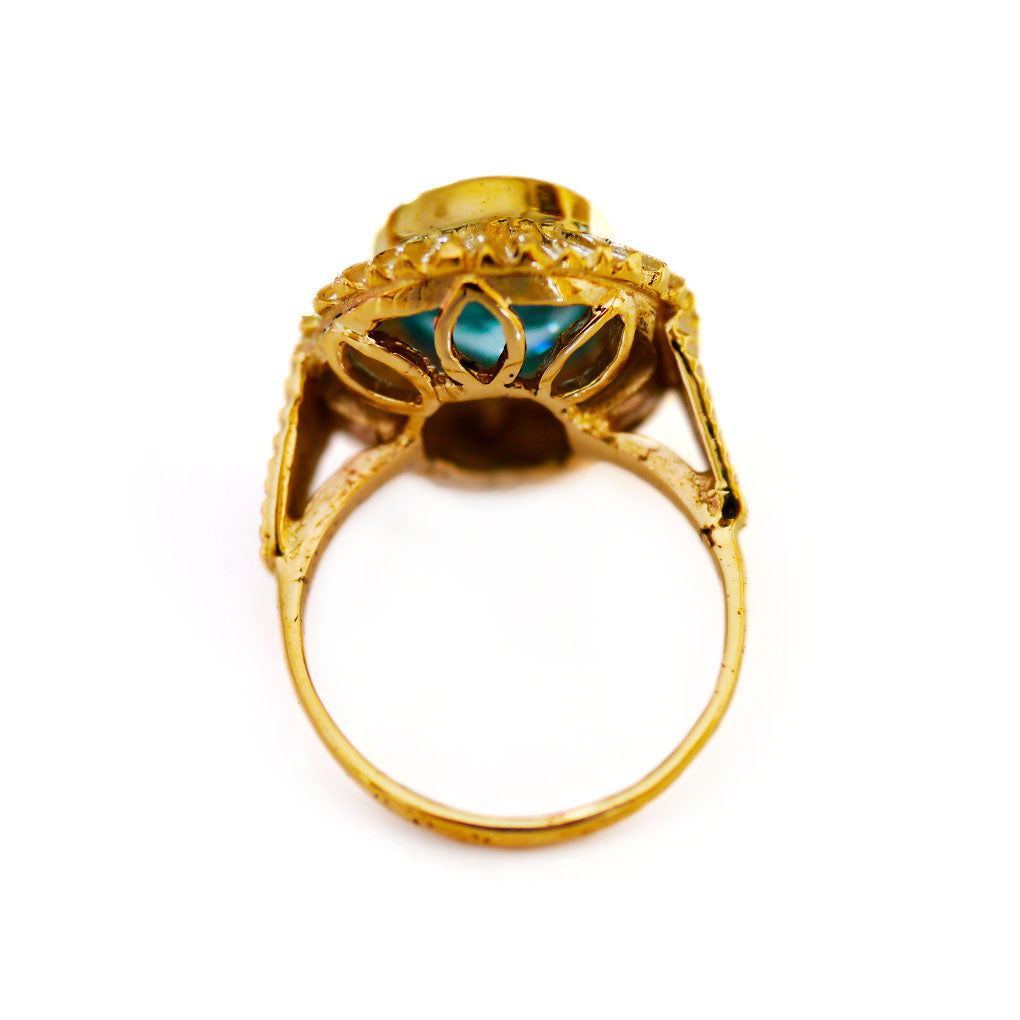 Blue Topaz Sunburst Cocktail Ring 1960s