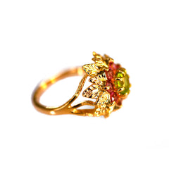 Peridot & Pink Tourmaline Dress Ring 1970