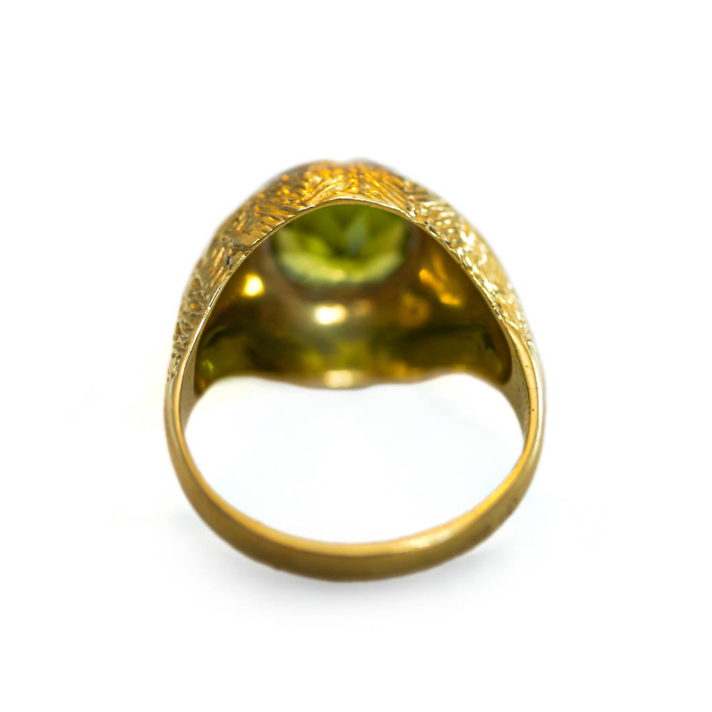 Peridot Platinum and Gold Bombe Cocktail Ring