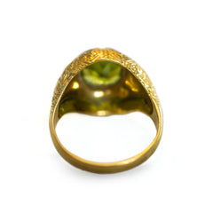 Peridot Platinum and Gold Bombe Cocktail Ring