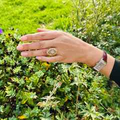 Emerald & Morganite Cocktail Ring 1974
