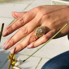 Emerald & Morganite Cocktail Ring 1974