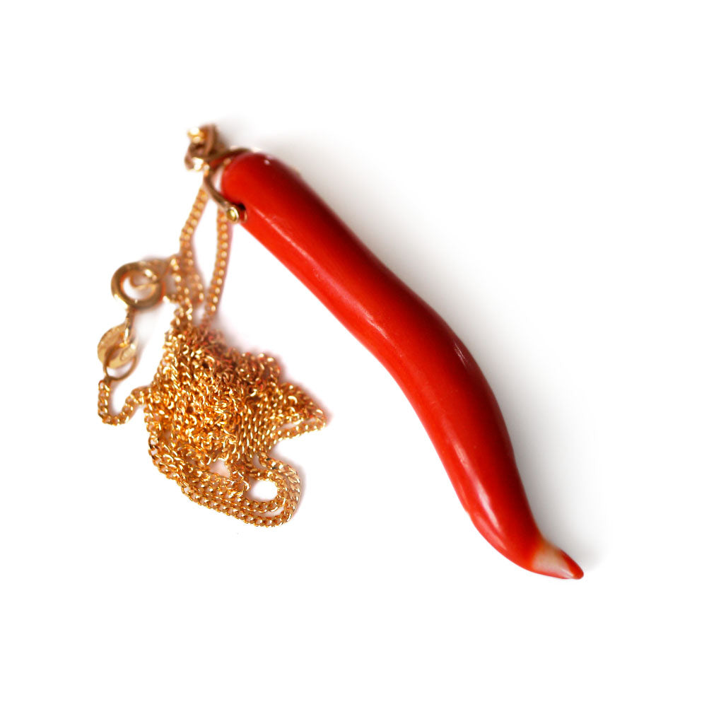 Chilli Pepper Cornicello Coral Necklace 1970s