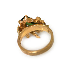 Green Tourmaline Barked Cocktail Ring 1972