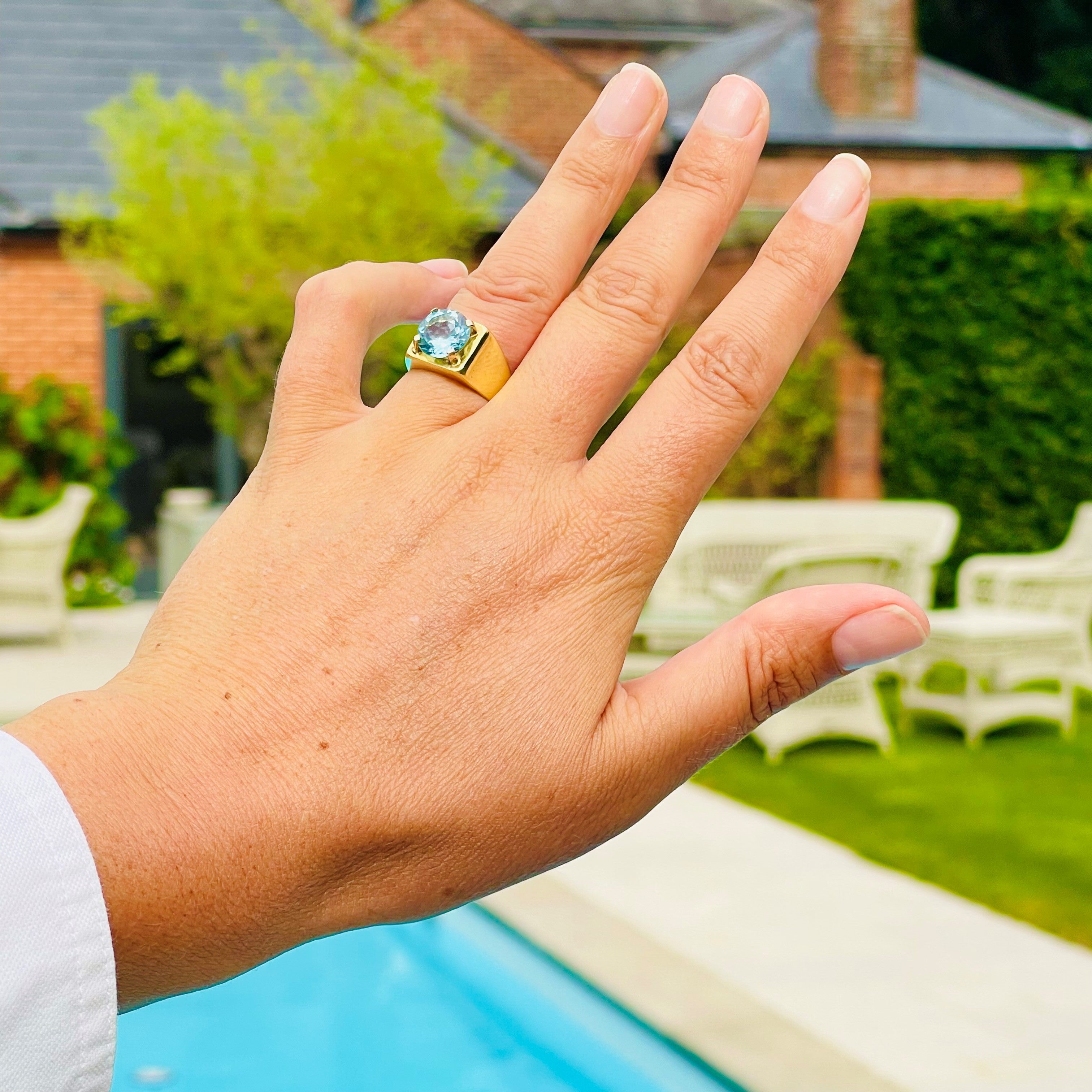 Blue Topaz Bold Beat Ring 1972