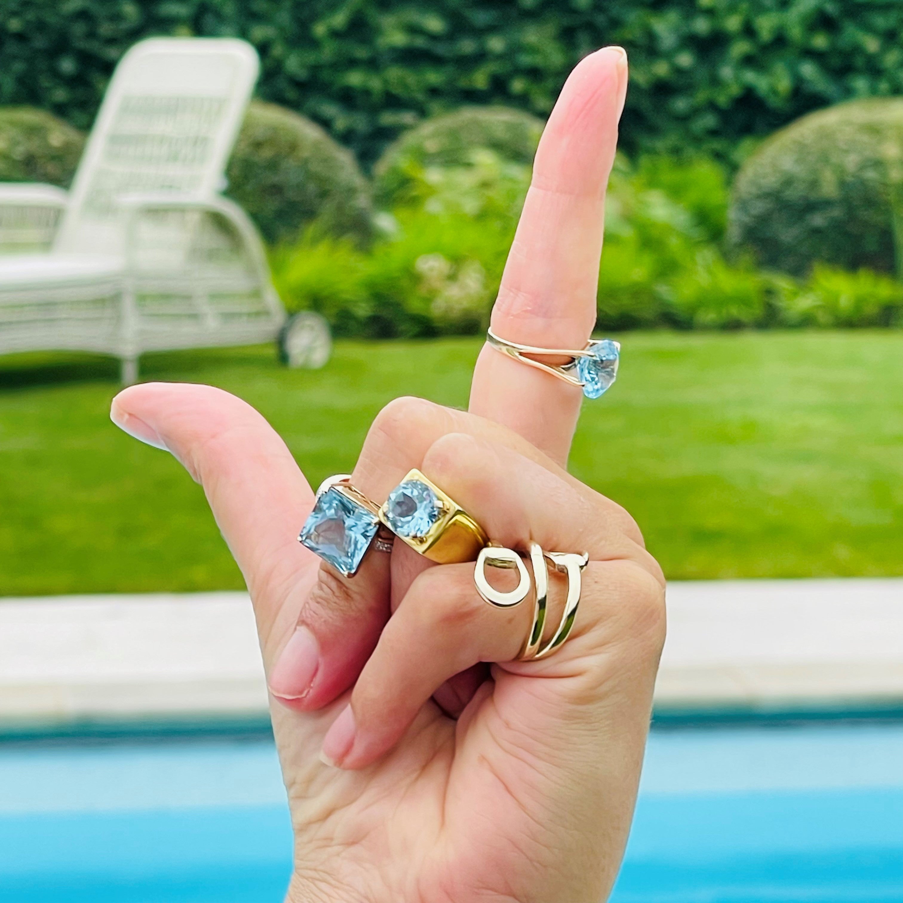 Blue Topaz Bold Beat Ring 1972