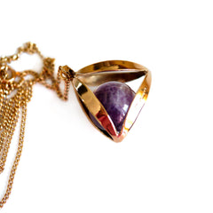 Enlightenment Amethyst Ball in a Triangle Necklace 1973
