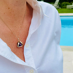 Enlightenment Amethyst Ball in a Triangle Necklace 1973