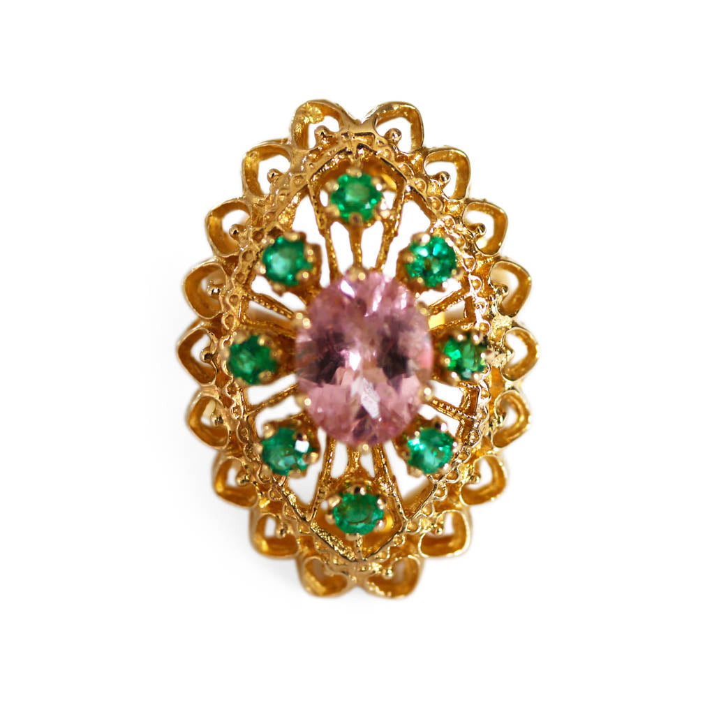 Emerald & Morganite Cocktail Ring 1974