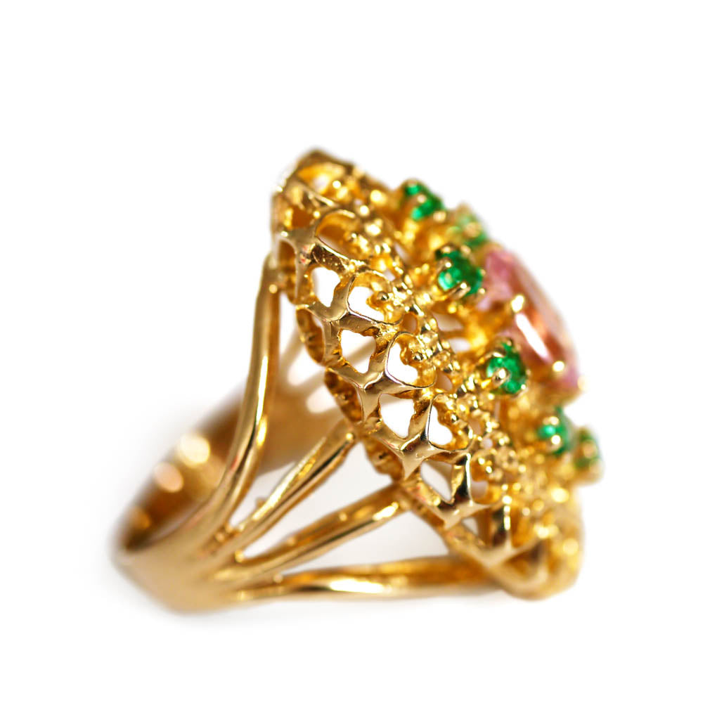 Emerald & Morganite Cocktail Ring 1974