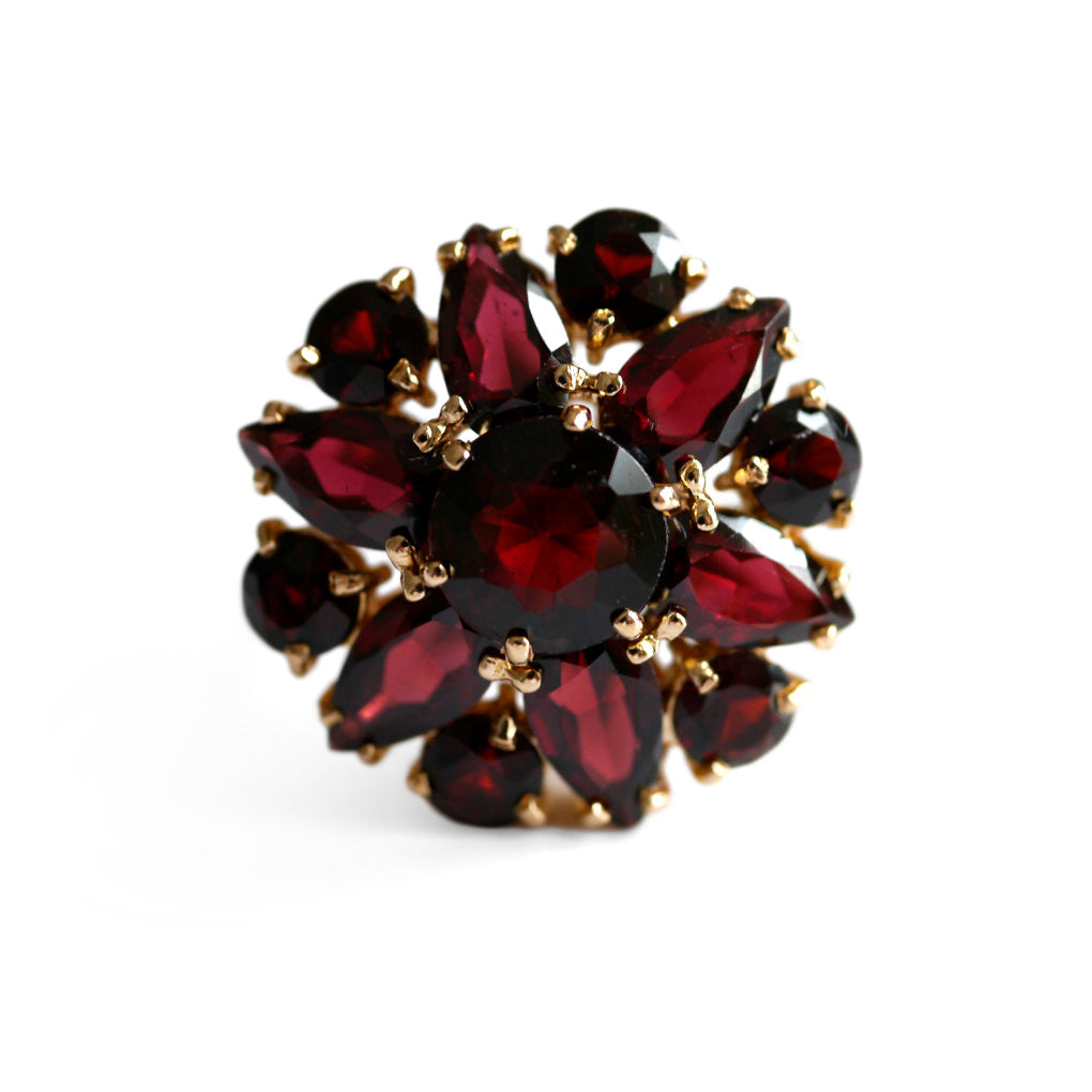Vintage Glittering Garnet Cocktail Ring 1970s