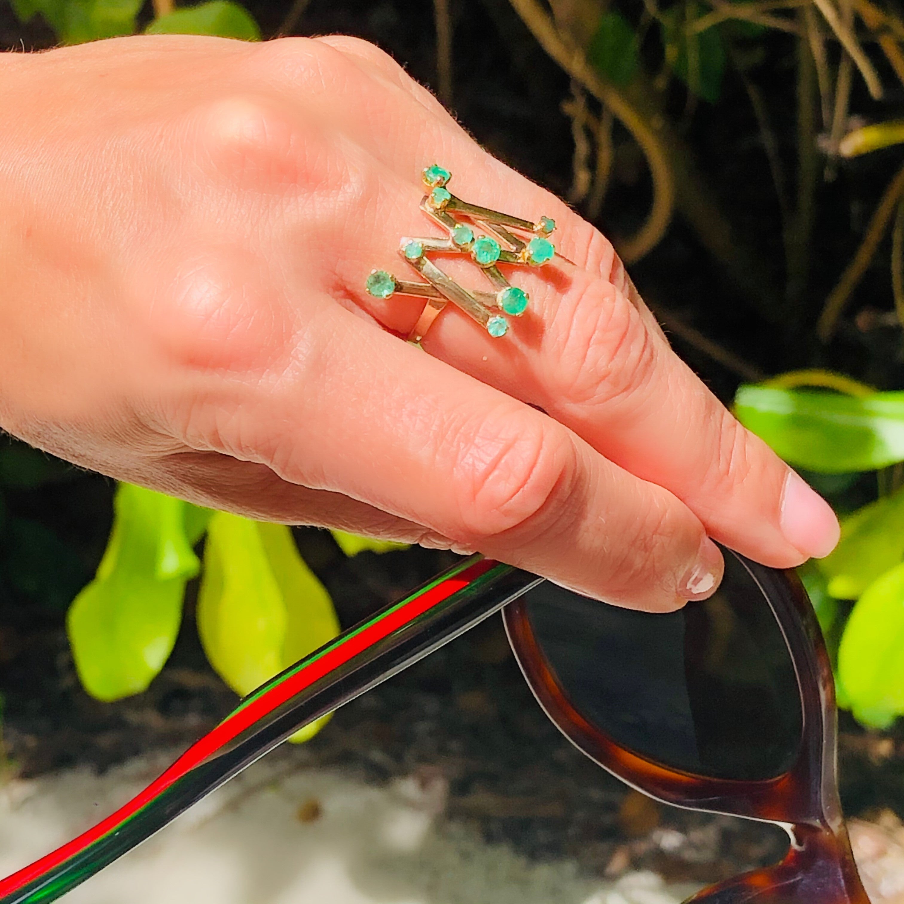 Extraordinary Emerald Modernist Ring