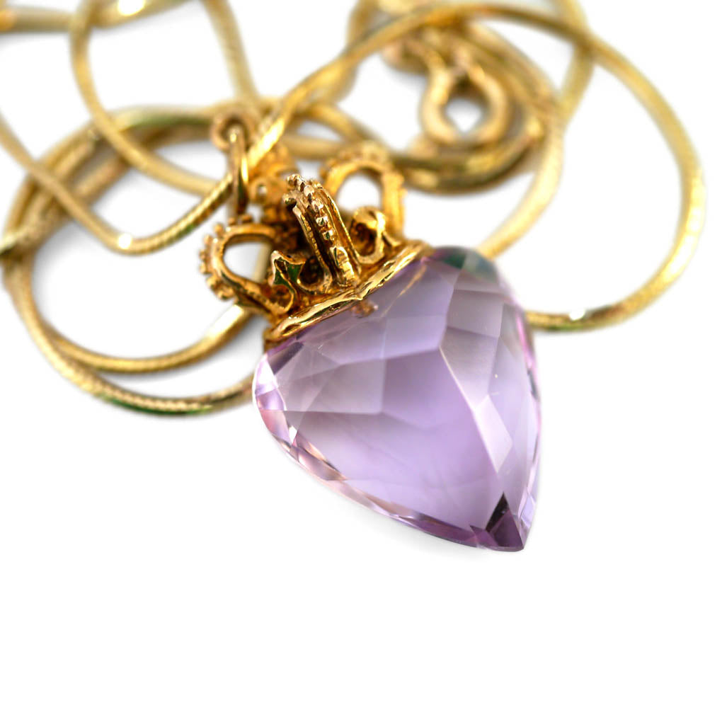 Alluring Amethyst Crowned Heart Necklace 1979