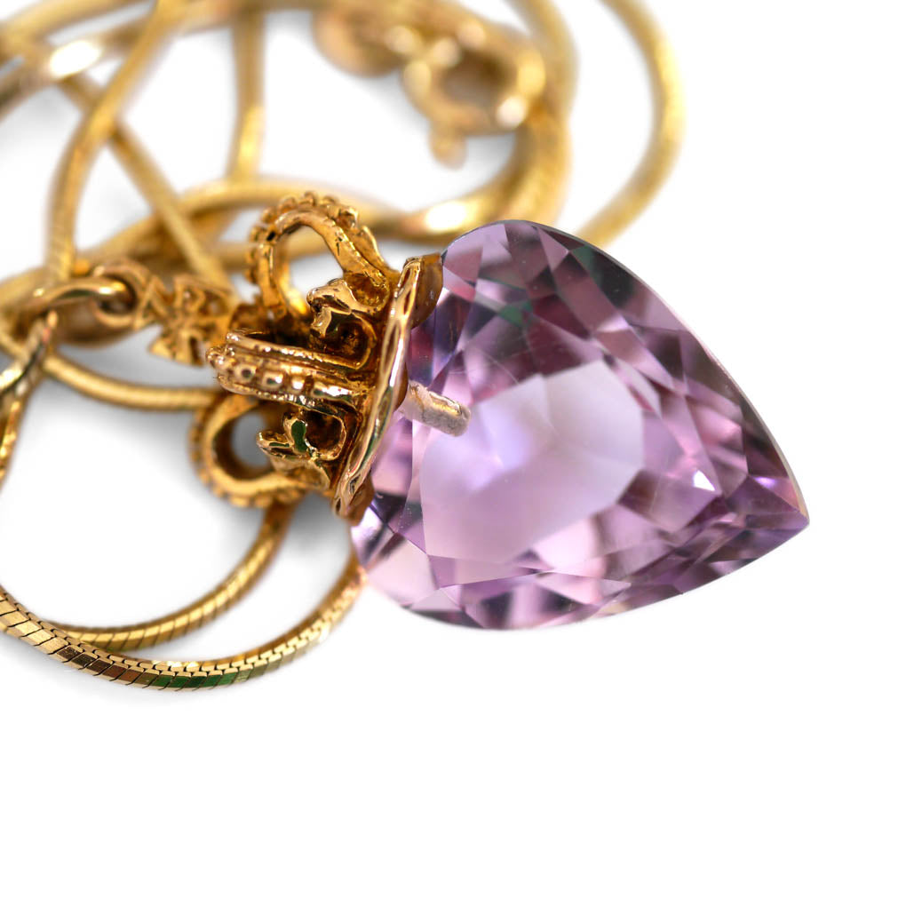 Alluring Amethyst Crowned Heart Necklace 1979